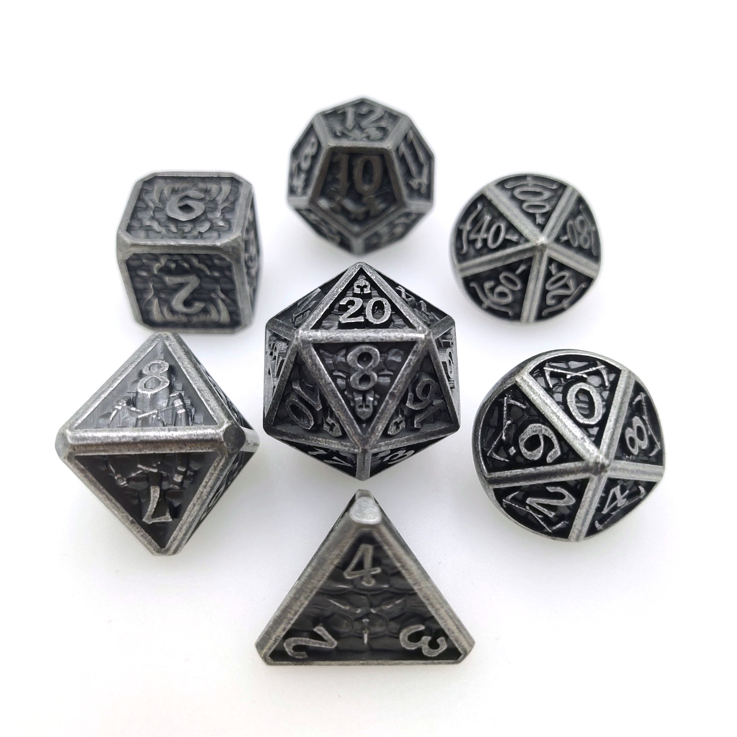 7pcs Polyhedral Dice Set d&d dice custom color number d20 dnd dungeons and dragons metal dice
