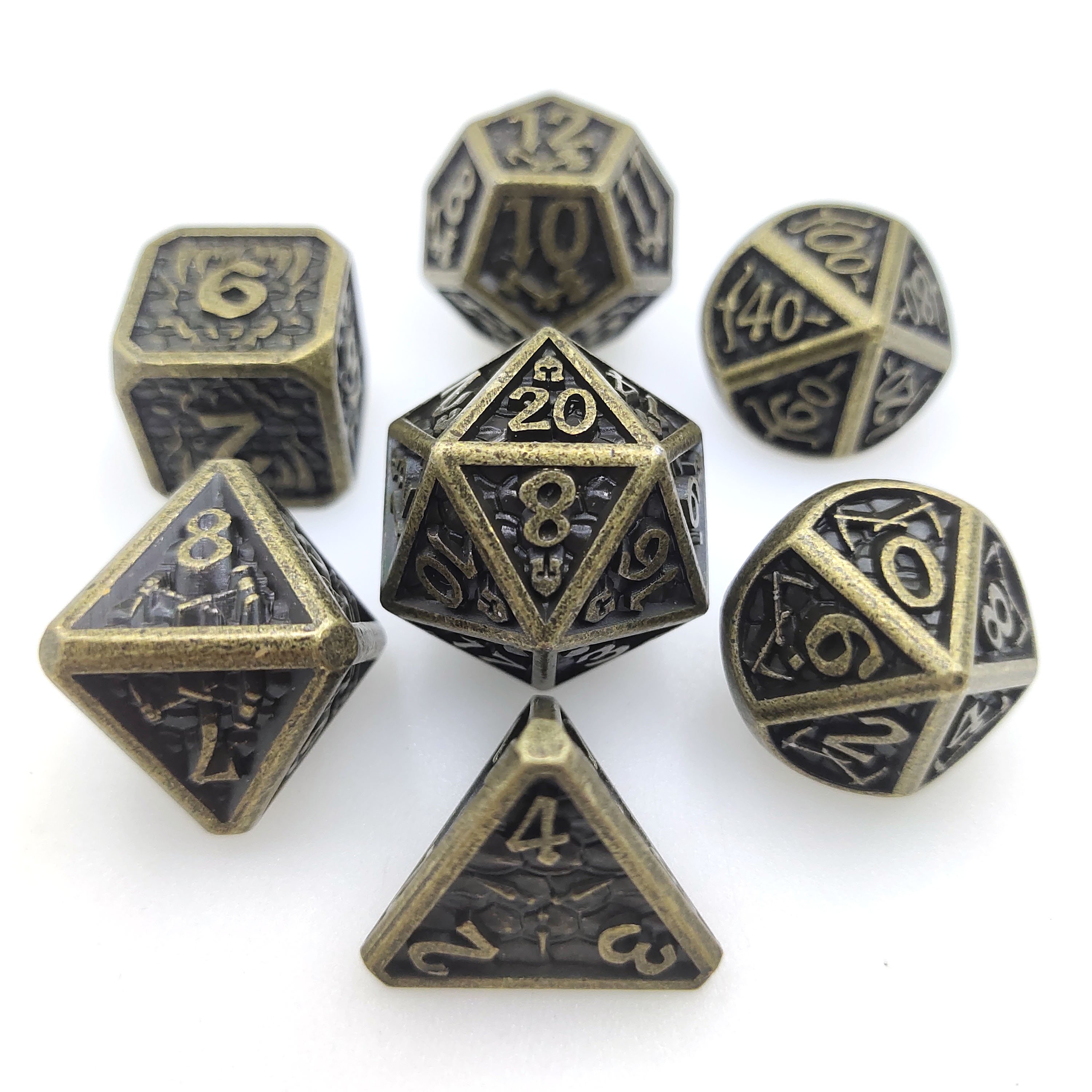 7pcs Polyhedral Dice Set d&d dice custom color number d20 dnd dungeons and dragons metal dice