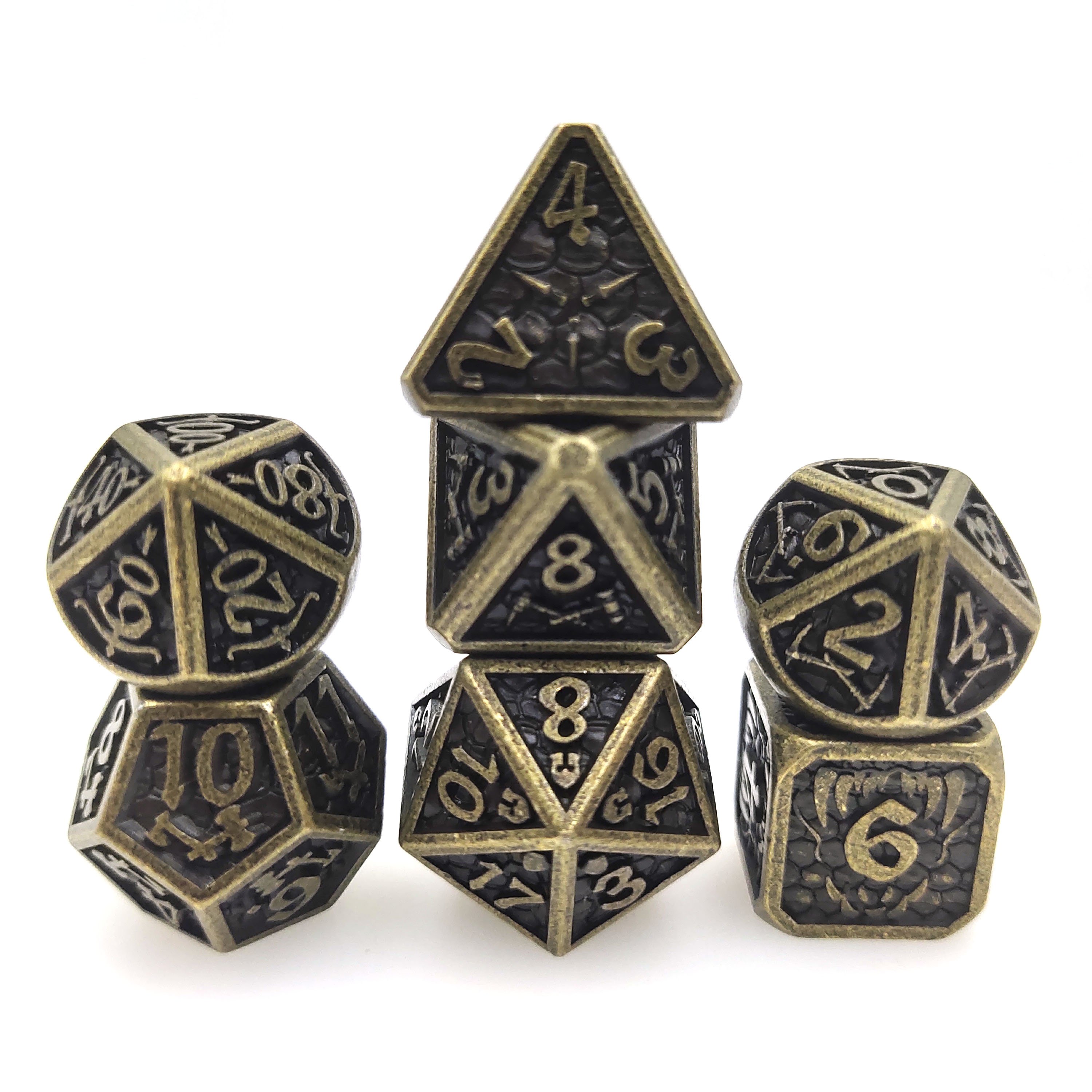 7pcs Polyhedral Dice Set d&d dice custom color number d20 dnd dungeons and dragons metal dice