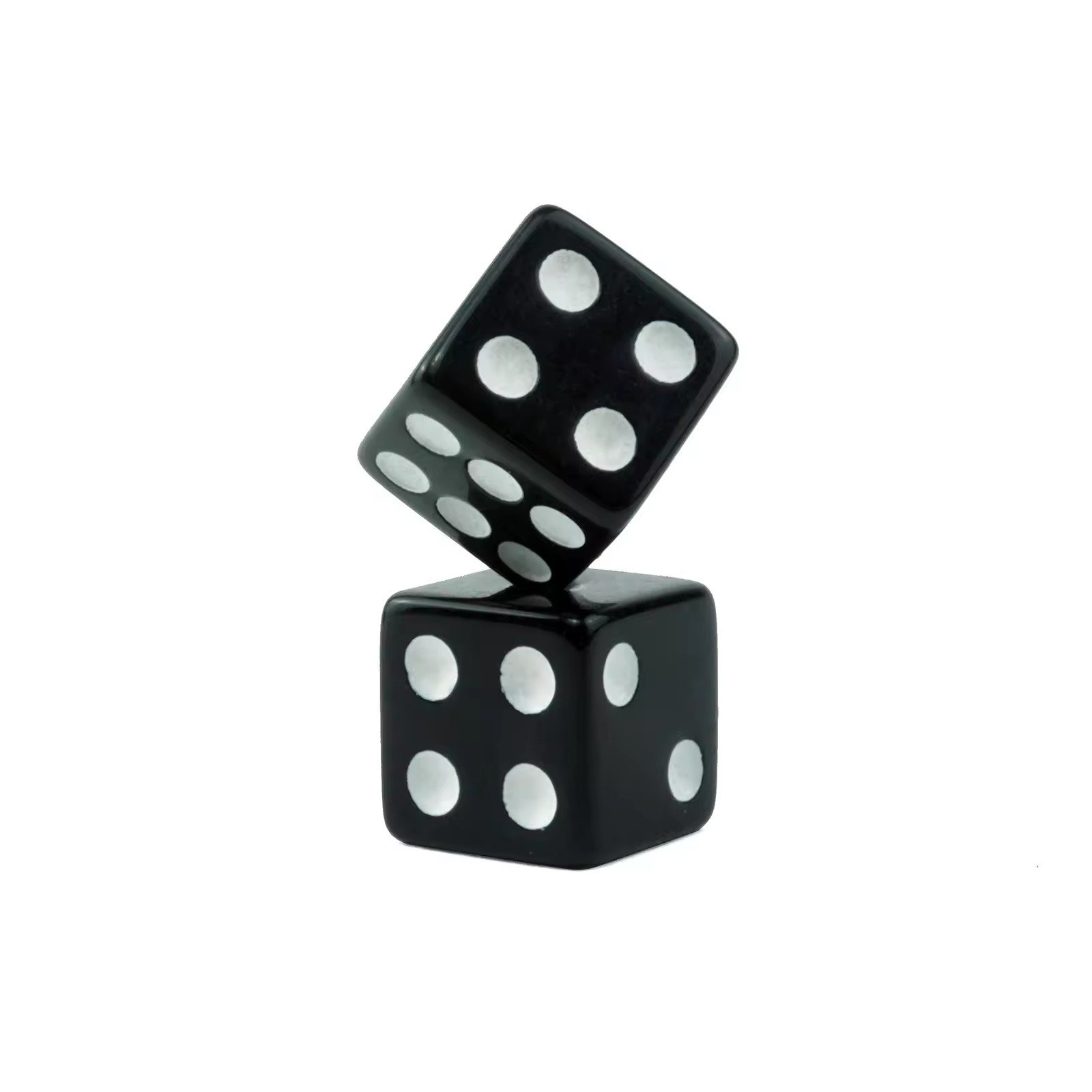 wholesale custom 10mm black acrylic dice with white dot square d6 sided with straight corner for casino card board games