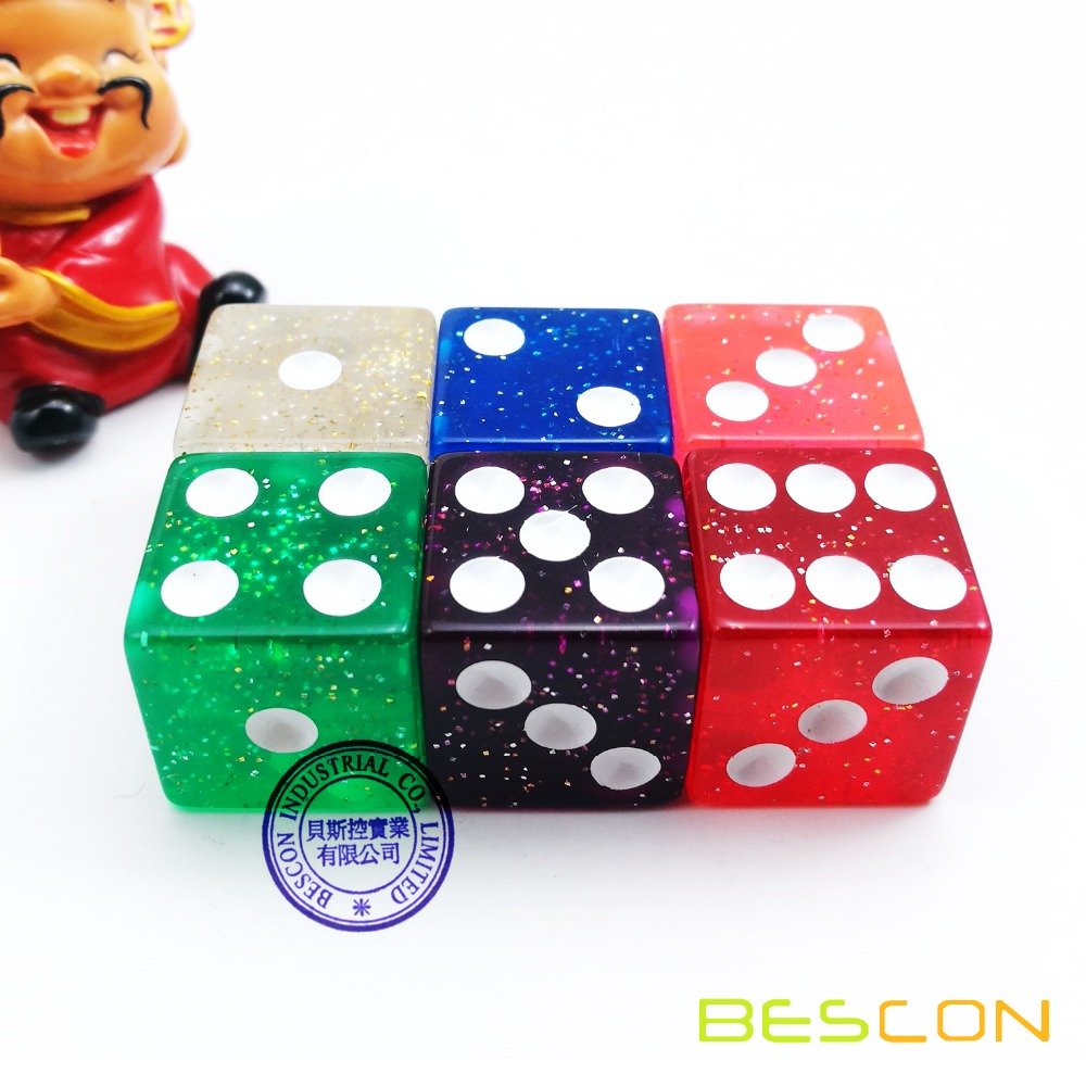 Bescon High Quality Casino Size Glitter Dice 19MM with Big Dots