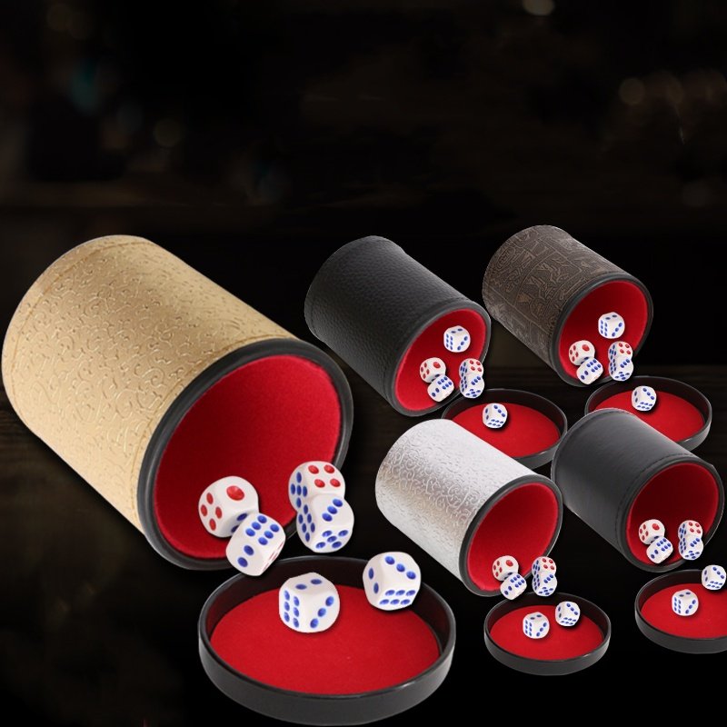 Bar Leather Color Cup Velvet Silent Dice Cup Set Premium Luxury