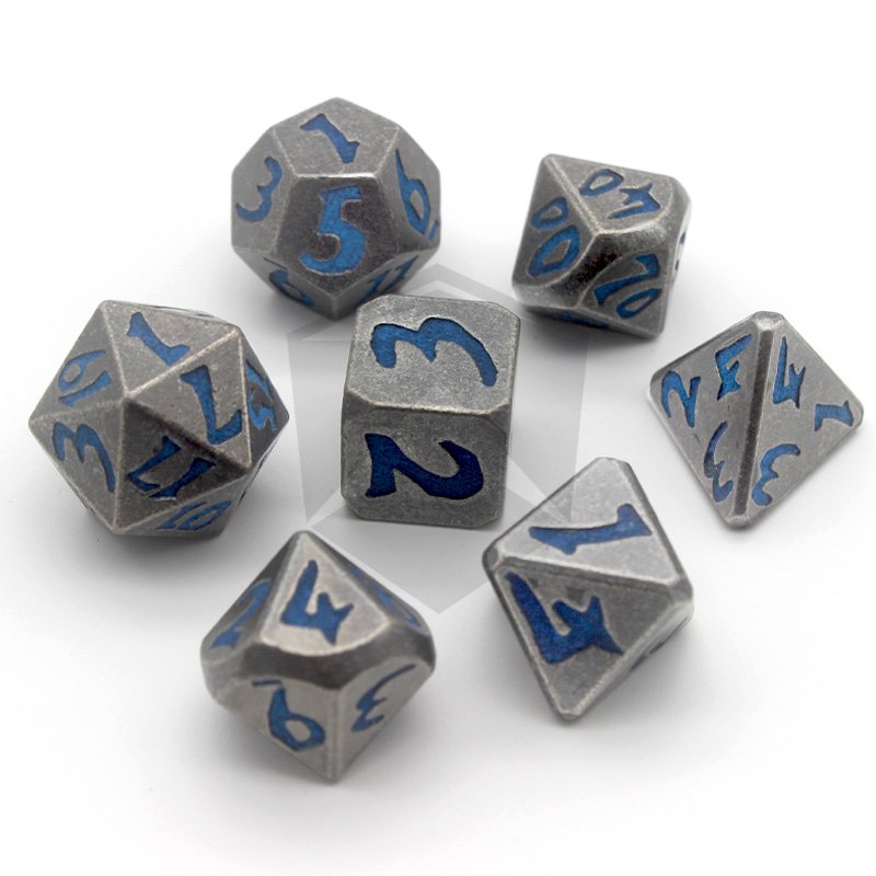 Customized DND Rpg Metal Dice Set 7pcs Polyhedral Round Edge Dice Board Game Dungeons And Dragons Dice