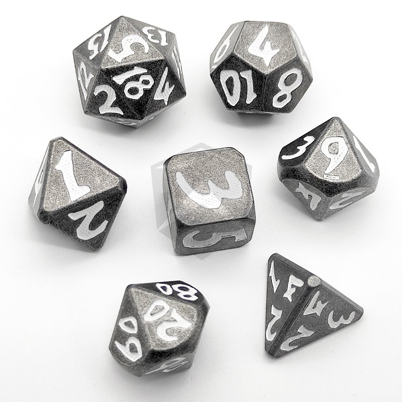 Customized DND Rpg Metal Dice Set 7pcs Polyhedral Round Edge Dice Board Game Dungeons And Dragons Dice