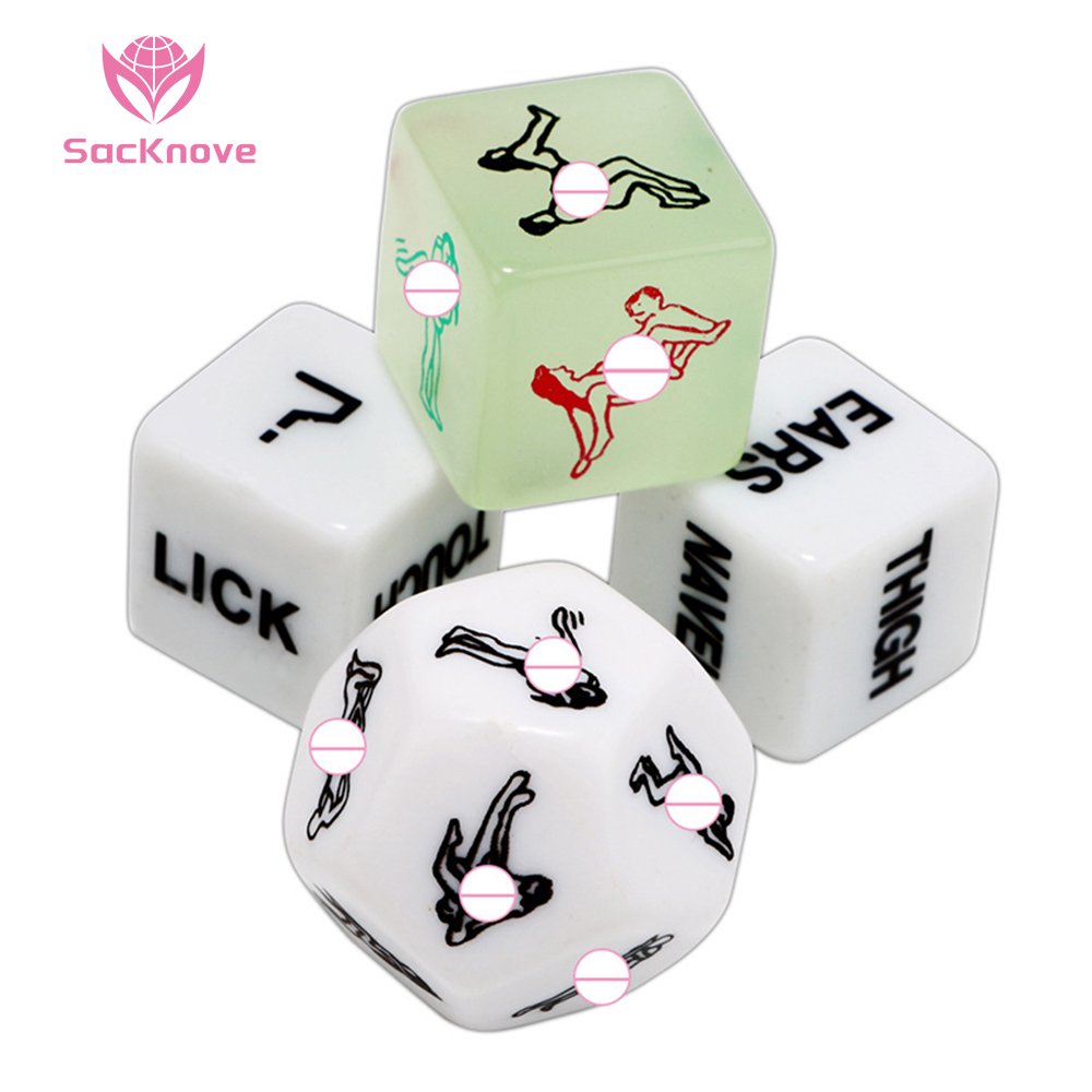 SacKnove Adult Funny Game 6 And 12 Sides Romance Love Humour Gambling Erotic Luminous Glow Position Sex Dice Sex Toys For Couple