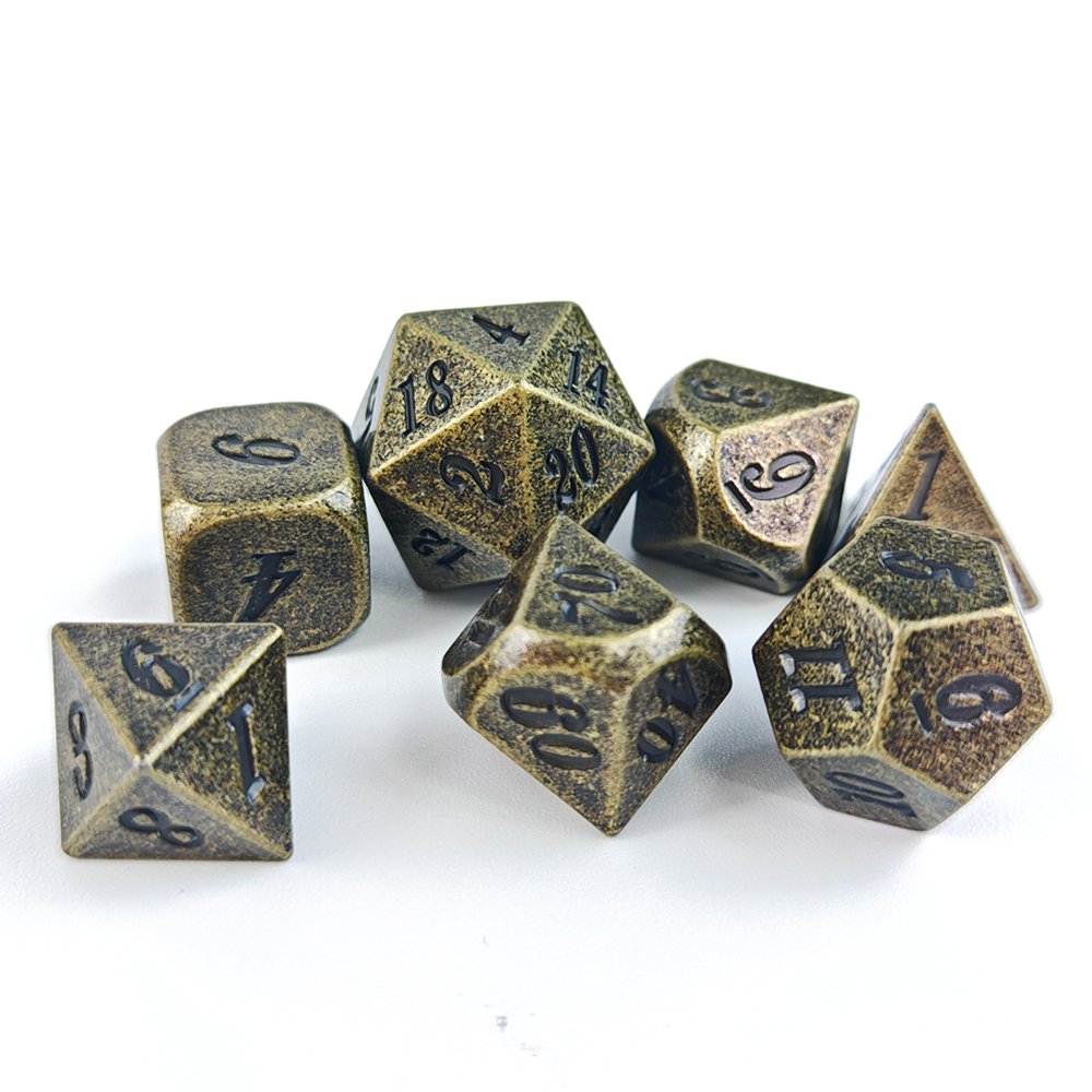 Classic DND Metal Dice 7pcs Polyhedral Metallic D&D Dice Set for Dungeons and Dragons RPG Tabletop Game