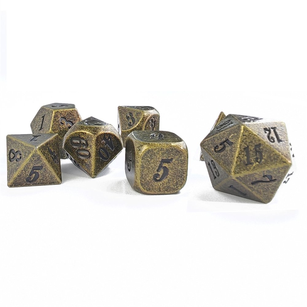 Classic DND Metal Dice 7pcs Polyhedral Metallic D&D Dice Set for Dungeons and Dragons RPG Tabletop Game