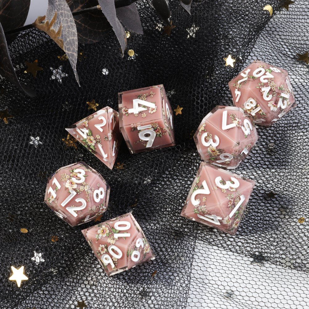 MINI PLANET Layered Stickers DND Dice Set Custom Resin Dice with Sharp Edges For RPG Board Games Wholesale Polyhedral Dice Set