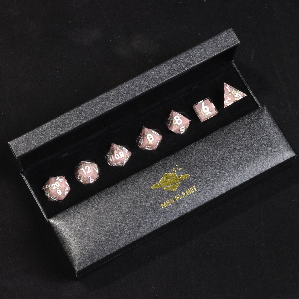MINI PLANET Layered Stickers DND Dice Set Custom Resin Dice with Sharp Edges For RPG Board Games Wholesale Polyhedral Dice Set