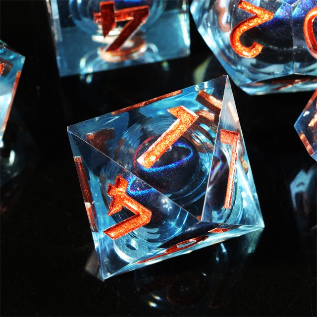 MINI PLANET Dragon Eye Liquid Core Resin Dice Dragon and Dungeon DND Resin Polyhedral Sharp Edge set Board Game RPG Dice