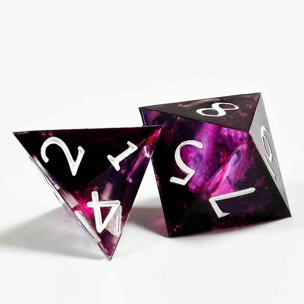 Full Set Handmade Resin Dnd purple galaxy Sharp Edge Dice Polyhedral Dice Set for custom table gamedice