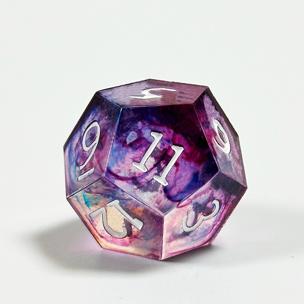 Full Set Handmade Resin Dnd purple galaxy Sharp Edge Dice Polyhedral Dice Set for custom table gamedice