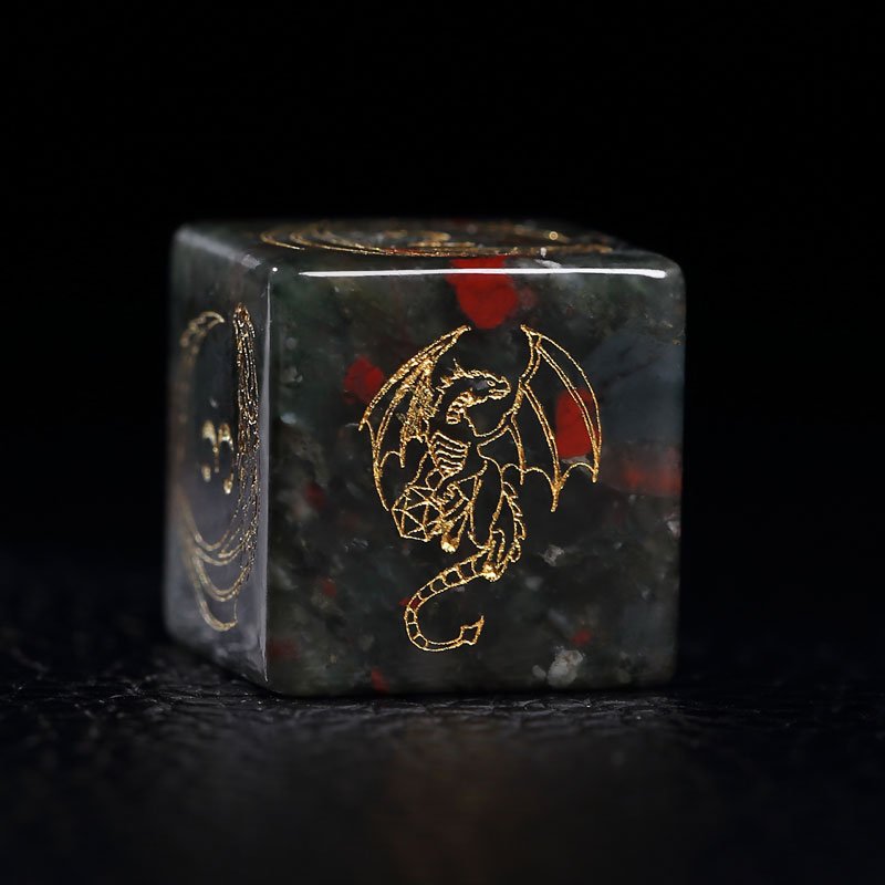 Customized African blood stone dice set coc DND magic flying dragon RPG dice