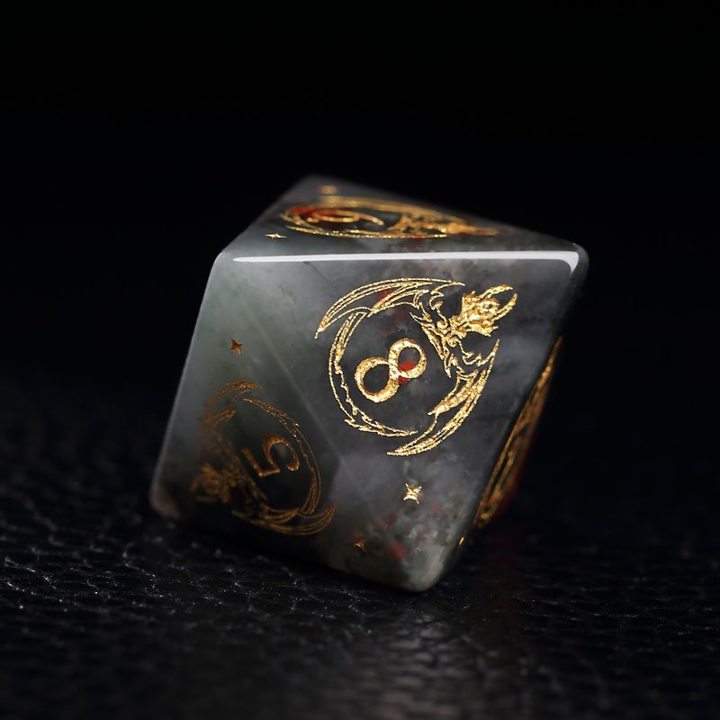 Customized African blood stone dice set coc DND magic flying dragon RPG dice