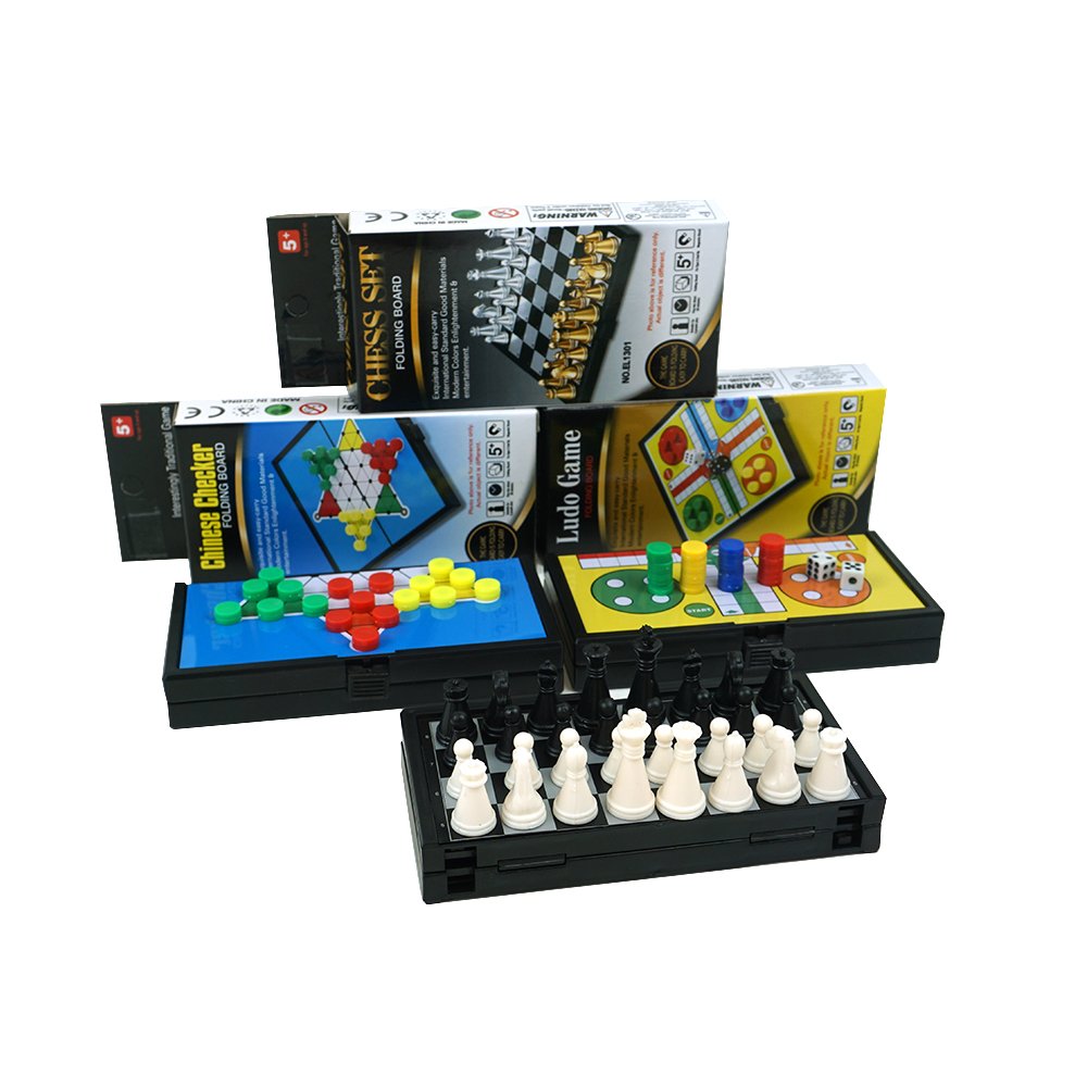 Factory wholesale table game Mini magnetic chess ludo chess checkers set various children board games kid game set gift