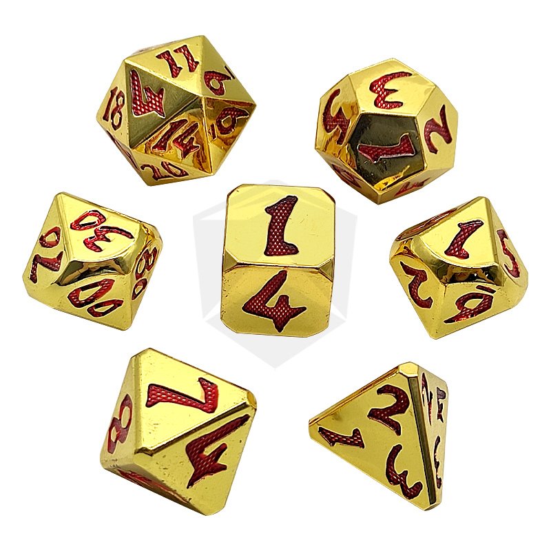 Custom 7pcs D&D Dice Board Game Dungeons and Dragons Metal Solid Polyhedral Dice Set Board Game RPG Dice Set