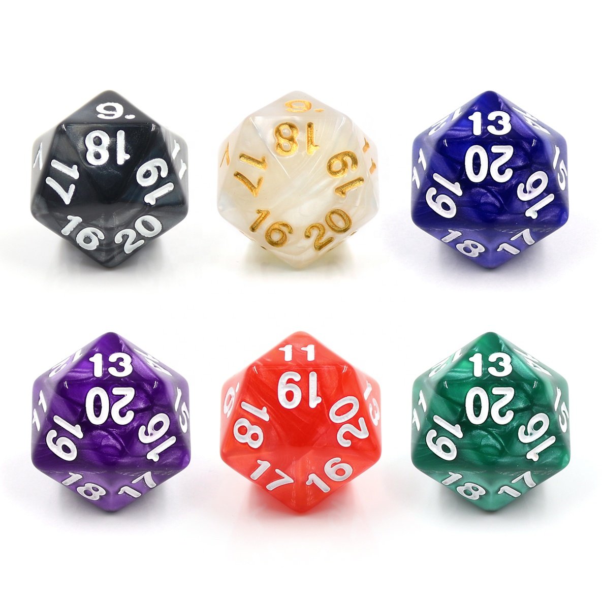 Count down Engraving 6 colors d20s 22mm for dnd and rpg games