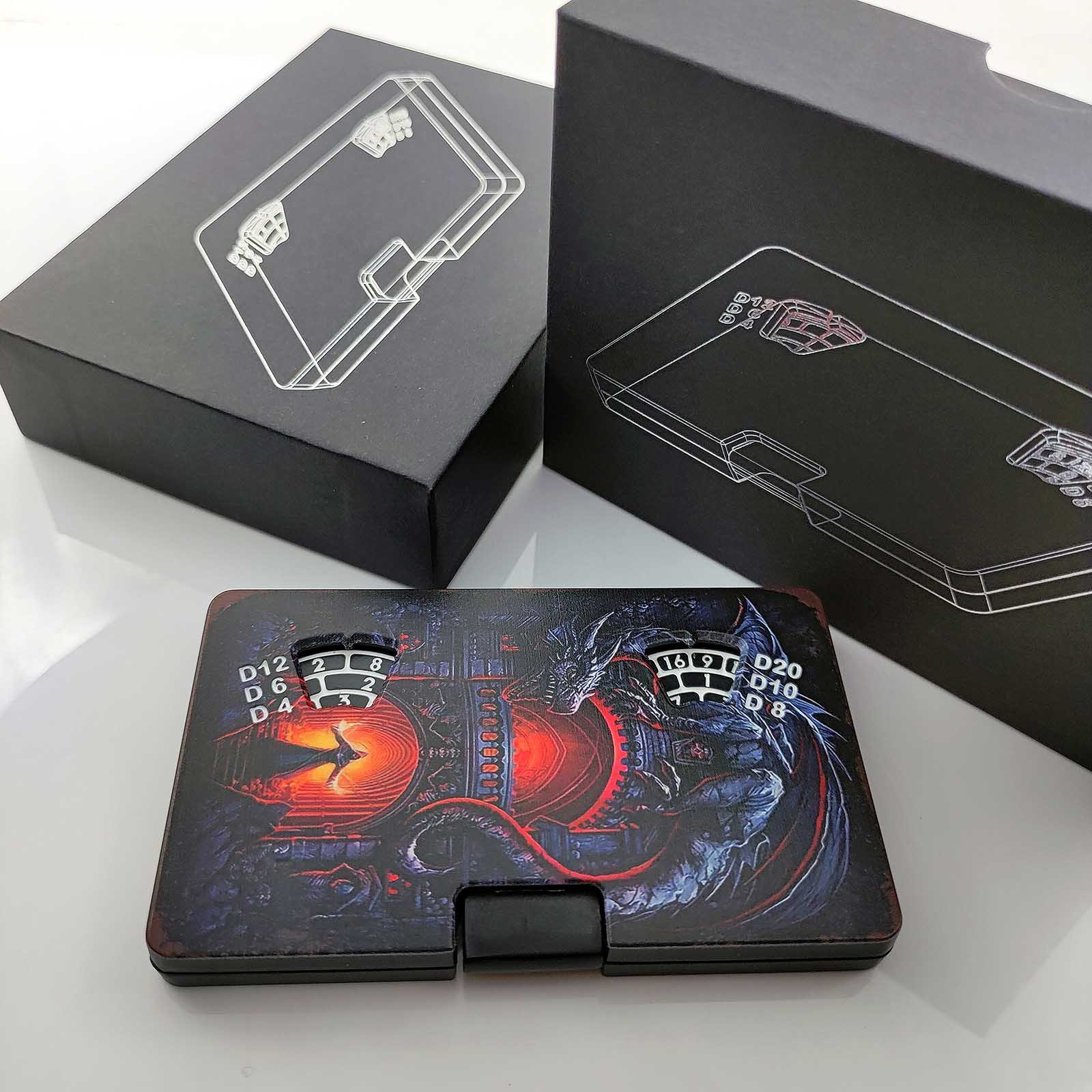 Creative New Design 7 in 1 Single Card Metal Dice Turntable Dice Customizable Pattern Color Dice Set