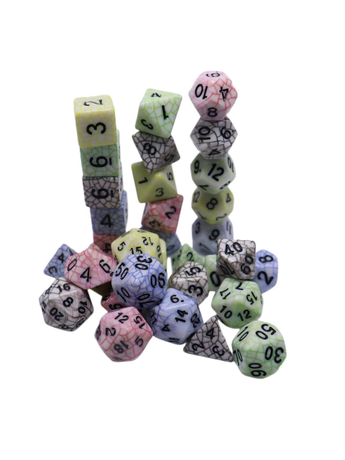 Custom Logo Beautiful Metal Crack Shape Zinc Alloy Dice Set Multiple Colors Bulk Wholesale