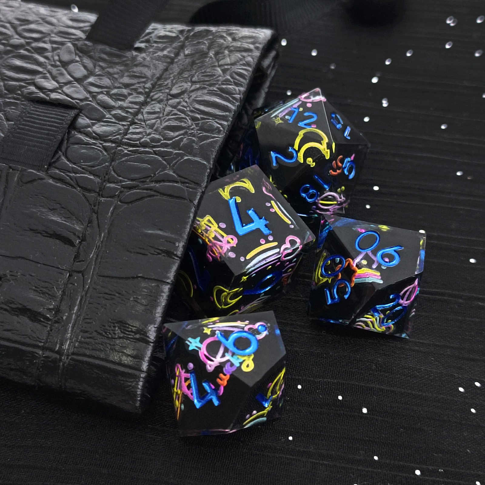 Unique Coloured Plastic Dice Astrology 20mm Roleplay Dice Game DND Resin Dice