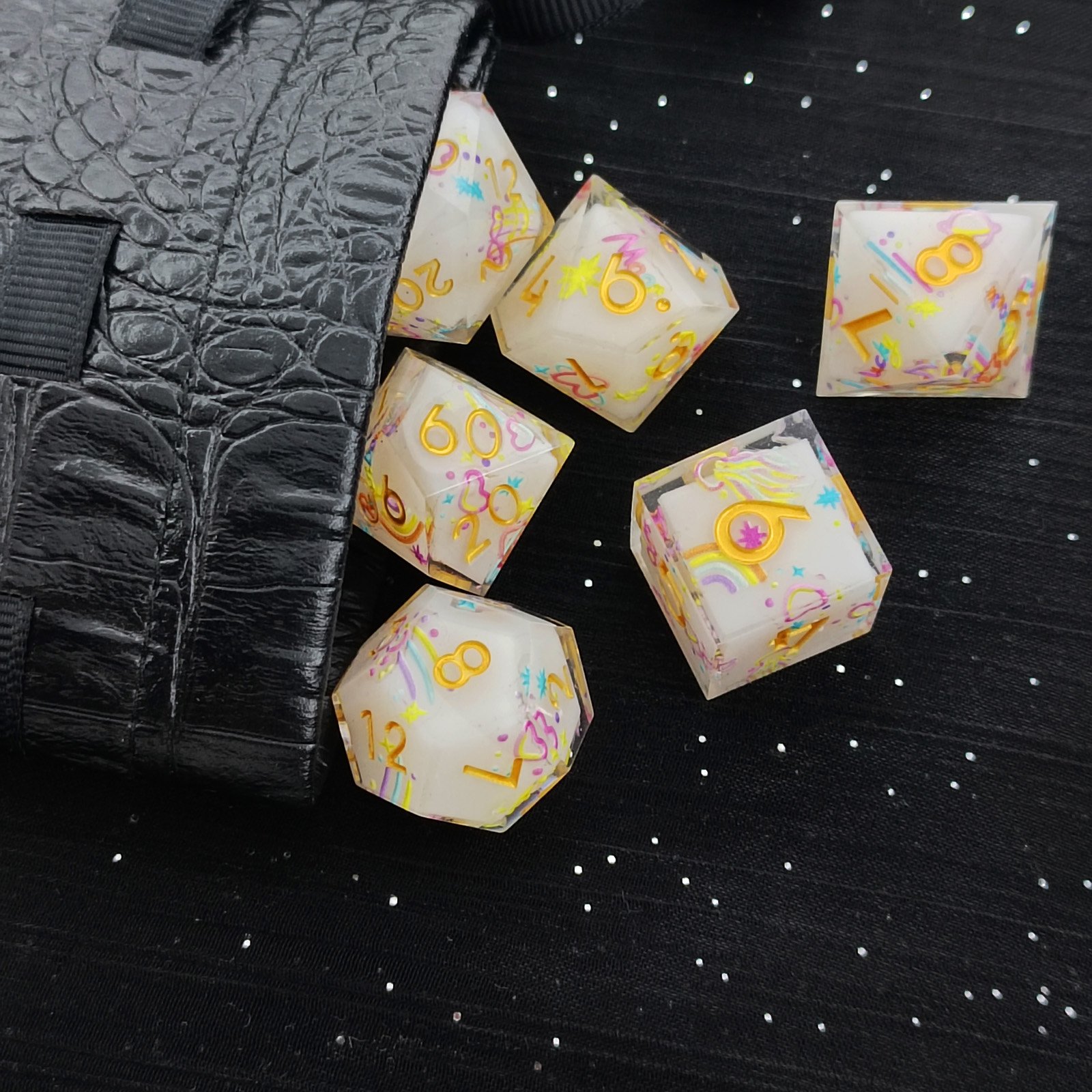 Unique Coloured Plastic Dice Astrology 20mm Roleplay Dice Game DND Resin Dice