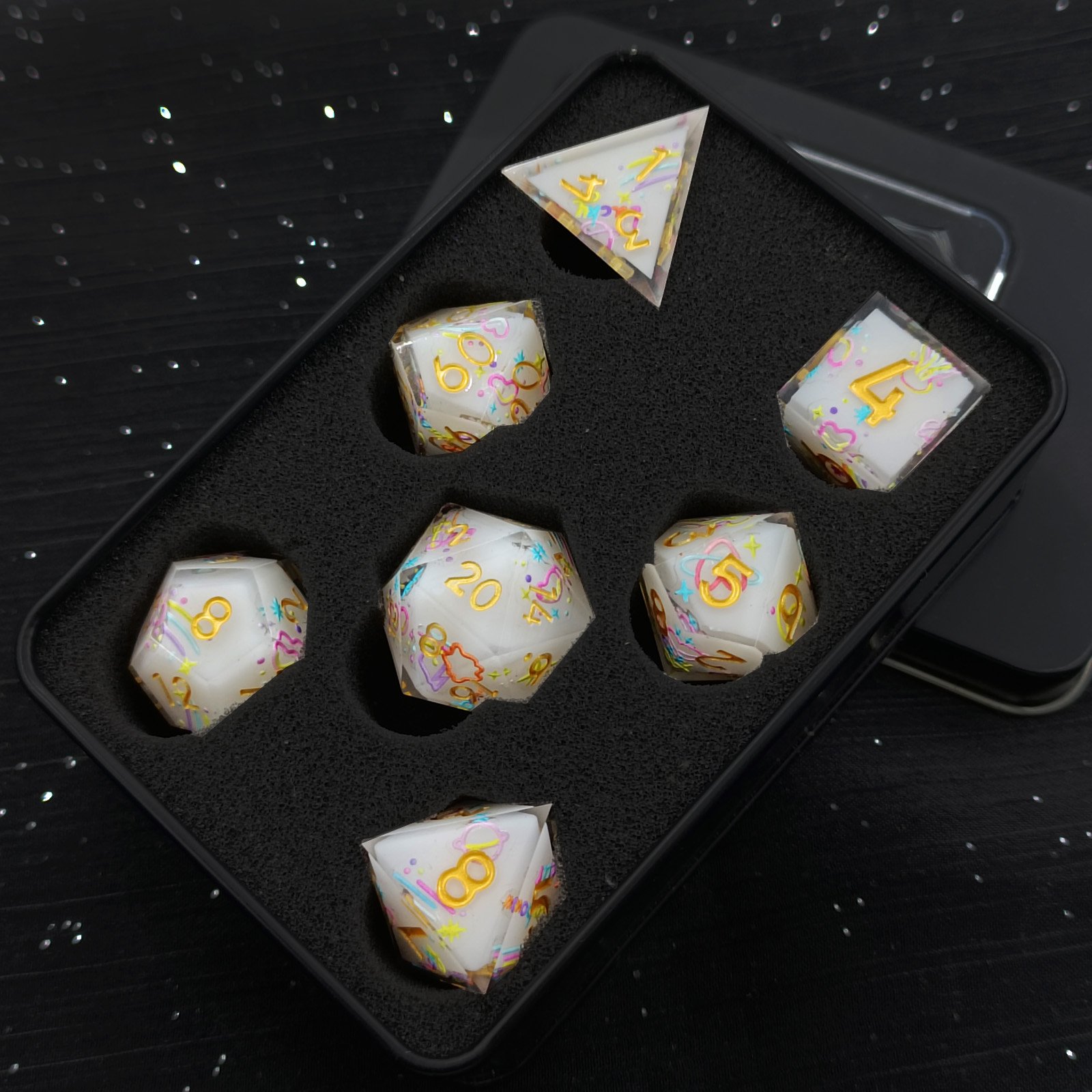 Unique Coloured Plastic Dice Astrology 20mm Roleplay Dice Game DND Resin Dice
