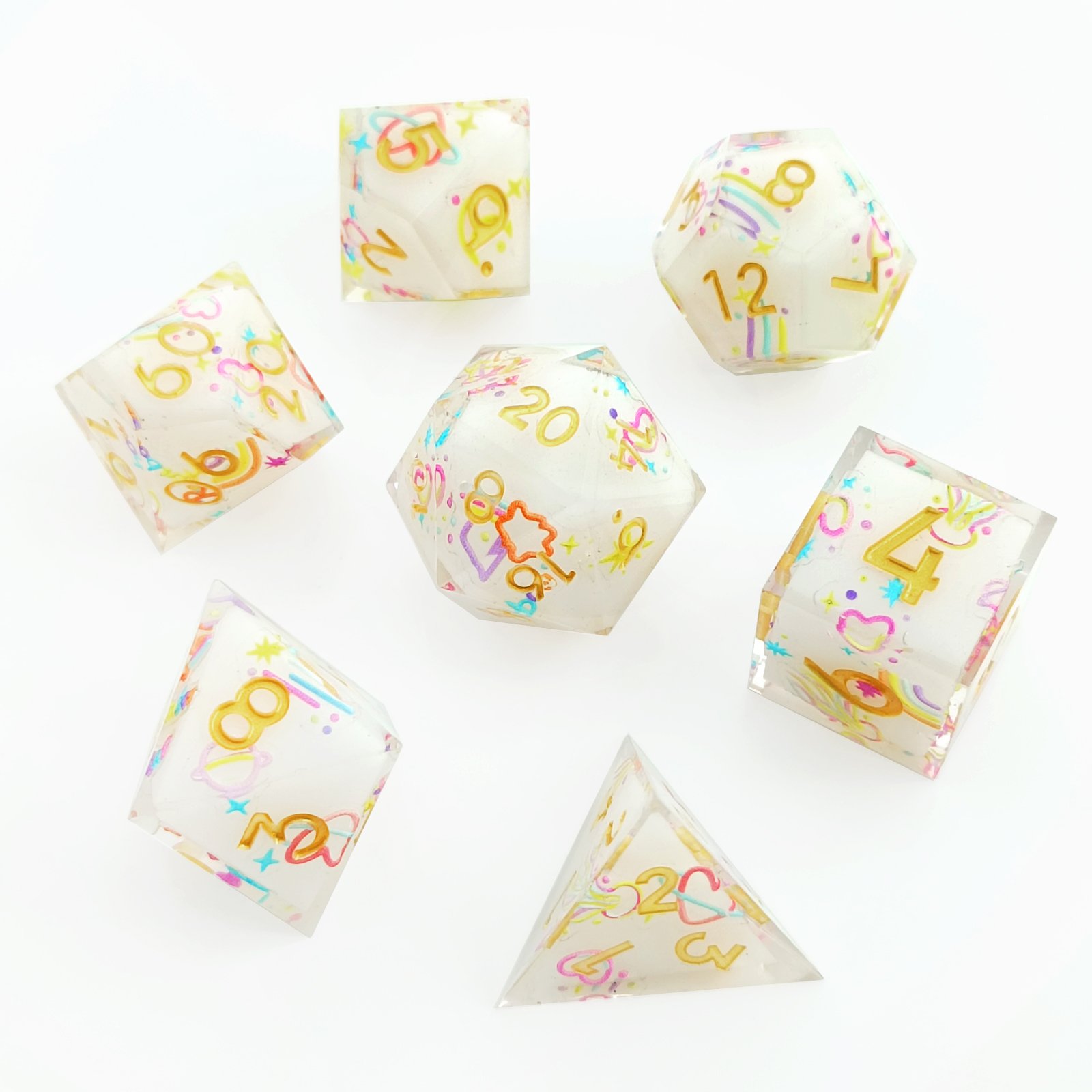 Unique Coloured Plastic Dice Astrology 20mm Roleplay Dice Game DND Resin Dice