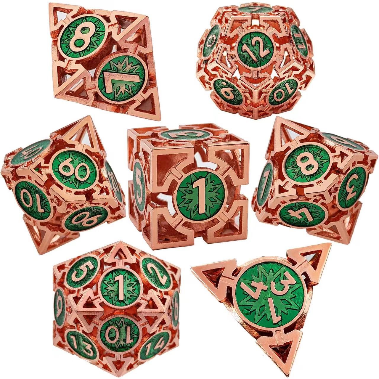 Custom Logo Polyhedral Metal DND Dice Set Hollow Arrow Design Dungeons Dragons RPG Board Game Variety Colors Available