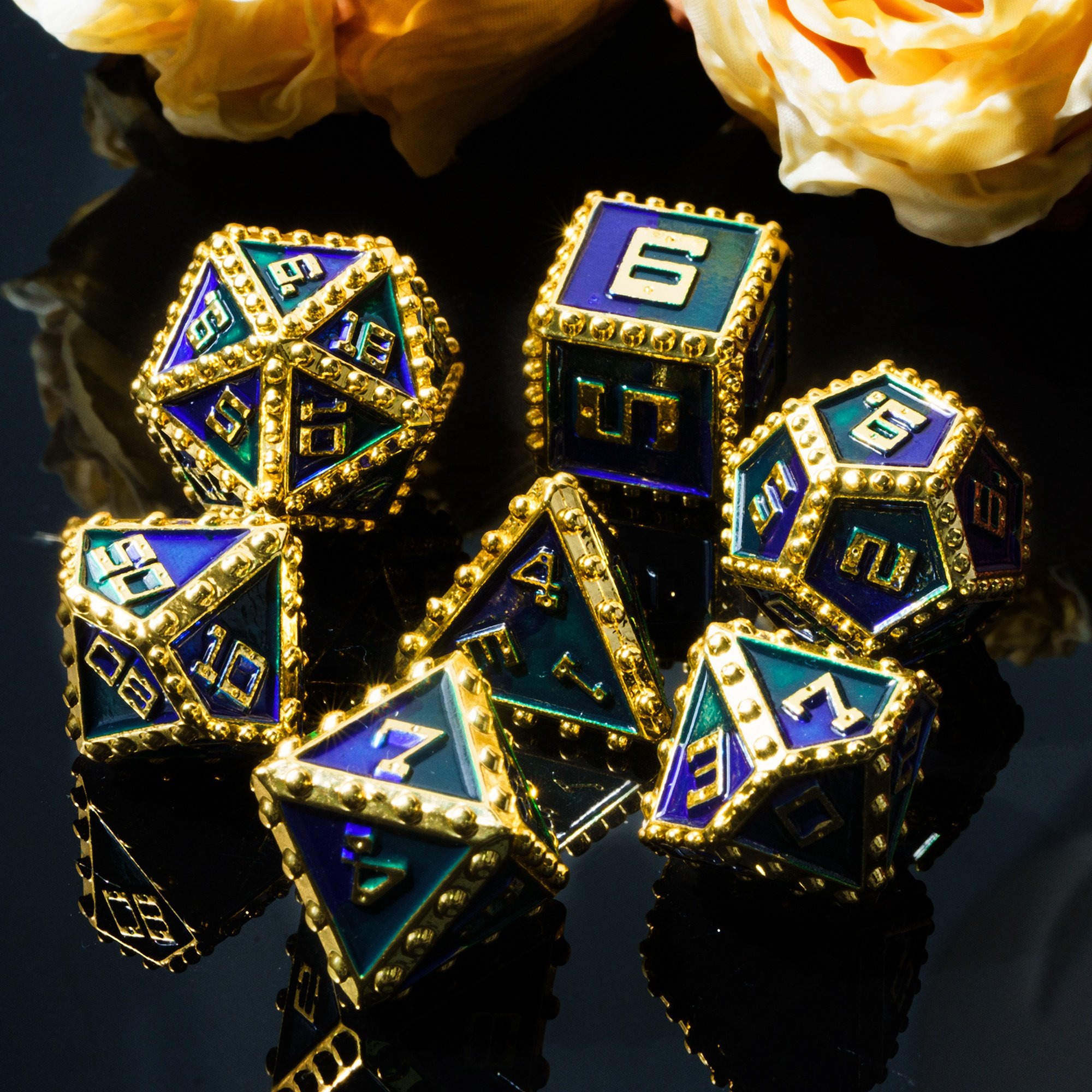 Udixi Polyhedral custom logo rpg dungeons and dragons metal dice game set 2 color Rivet