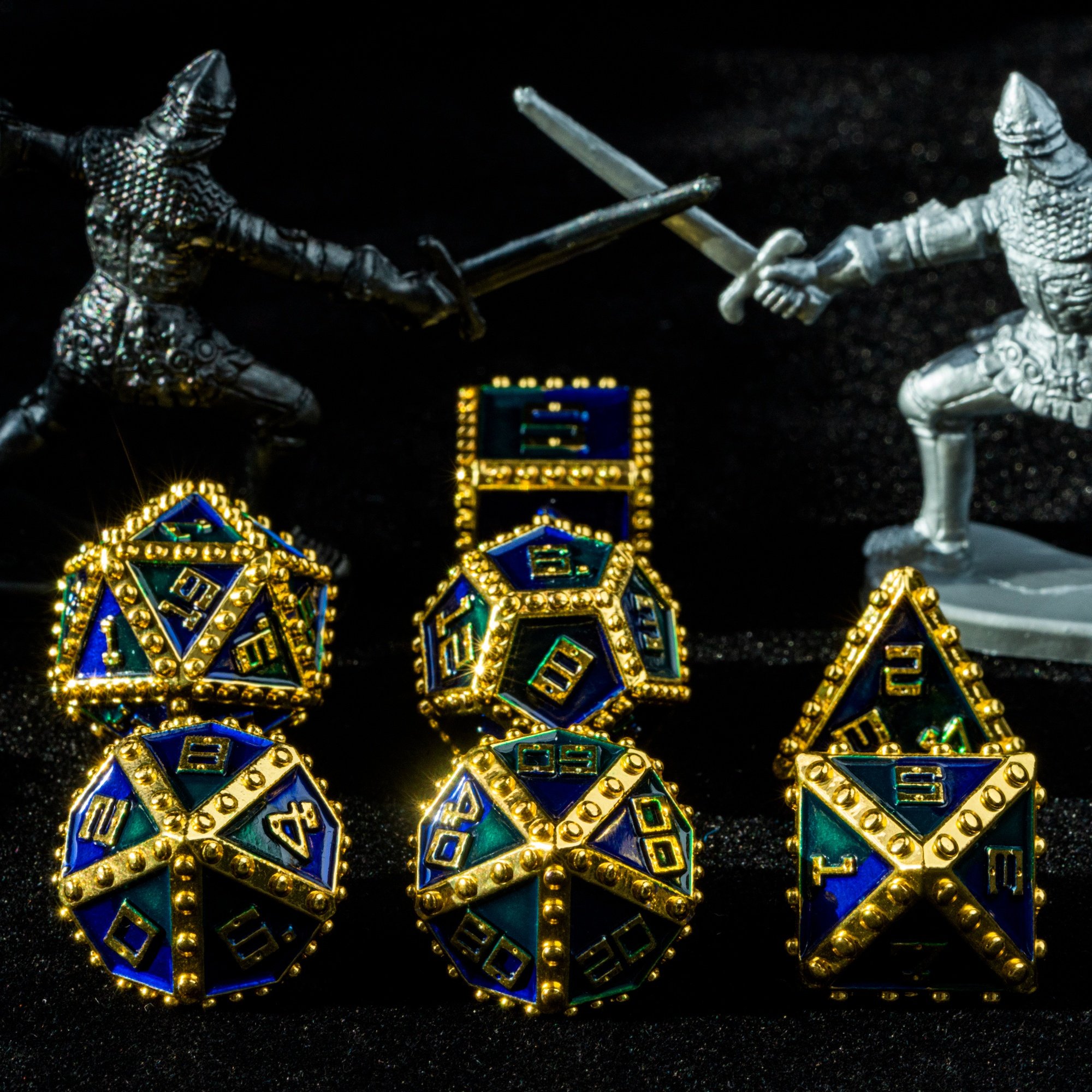 Udixi Polyhedral custom logo rpg dungeons and dragons metal dice game set 2 color Rivet