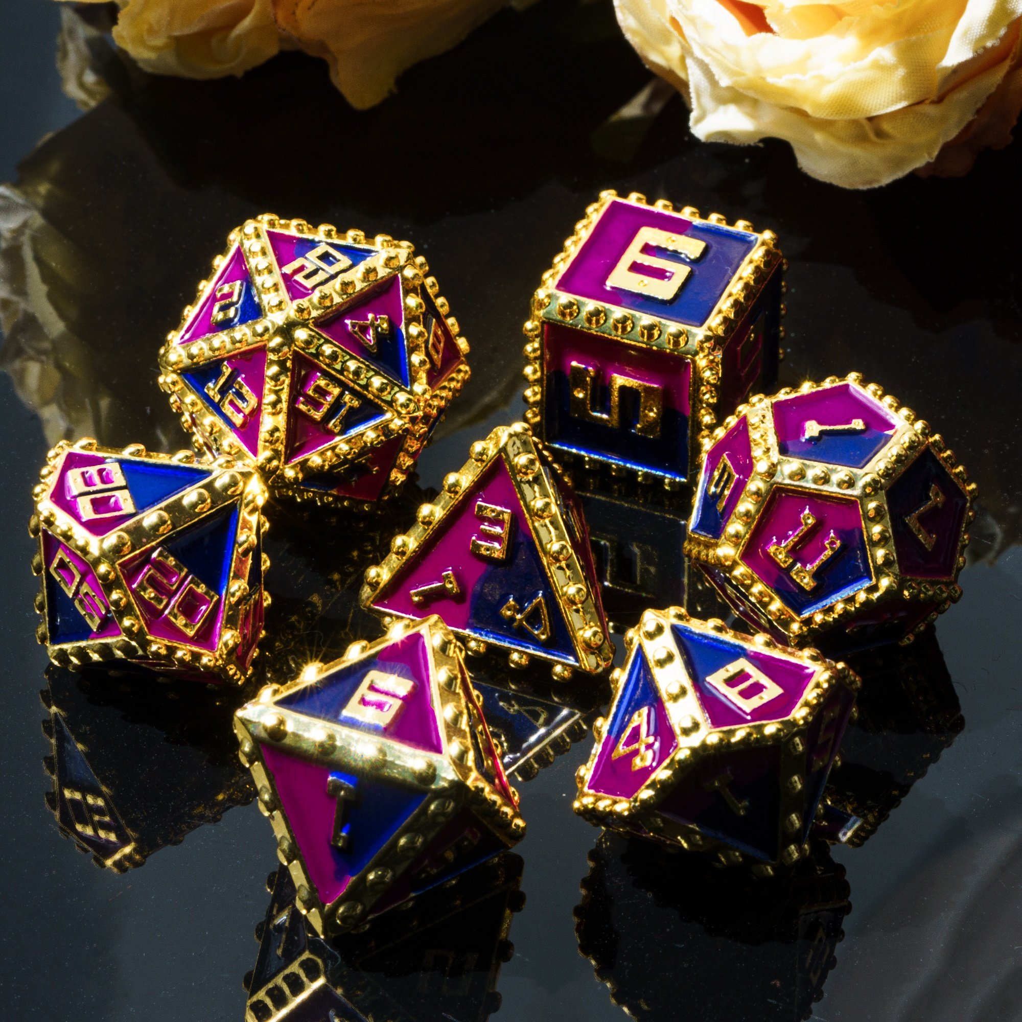 Udixi Polyhedral custom logo rpg dungeons and dragons metal dice game set 2 color Rivet