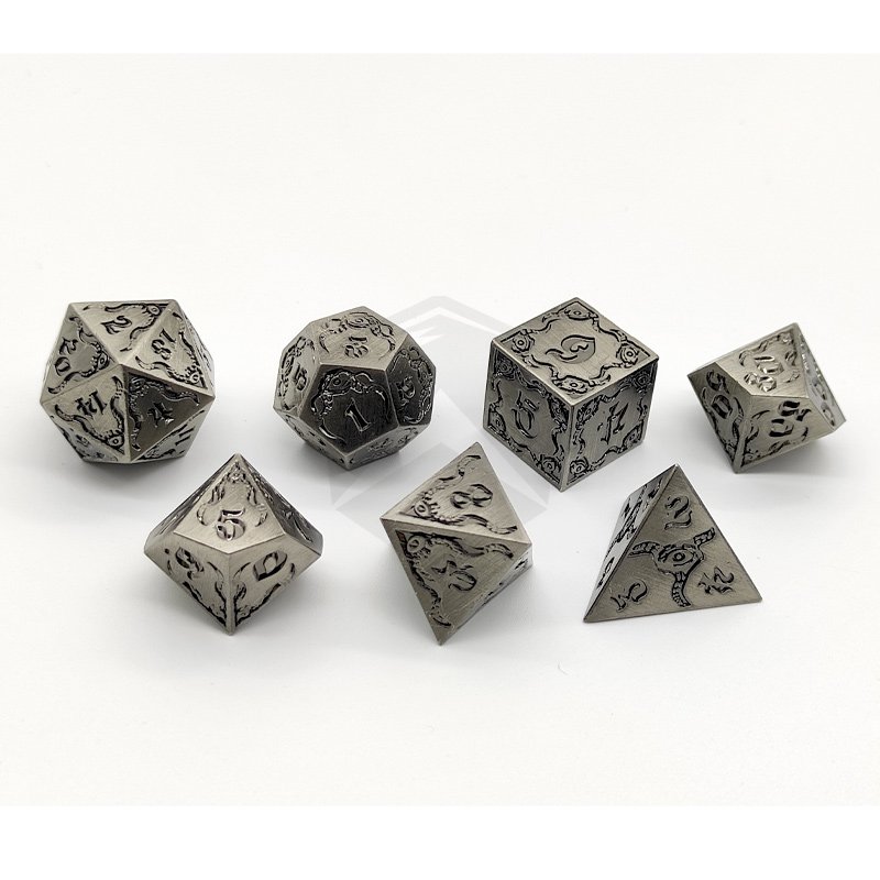 DND Metal Stripe Dice Set 7 PCS Polyhedral RPG Dice Set For Dungeons and Dragons