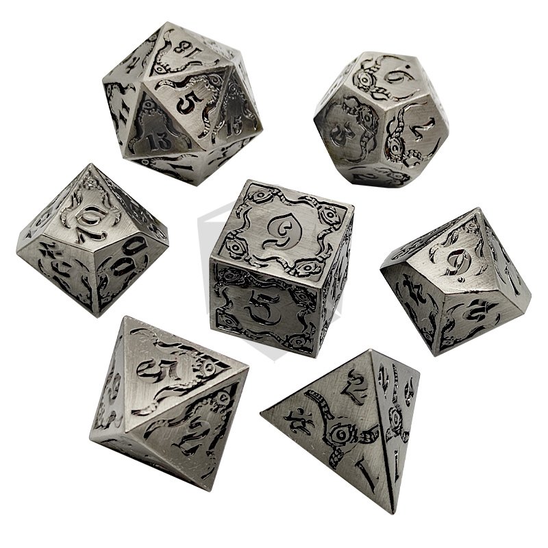 DND Metal Stripe Dice Set 7 PCS Polyhedral RPG Dice Set For Dungeons and Dragons