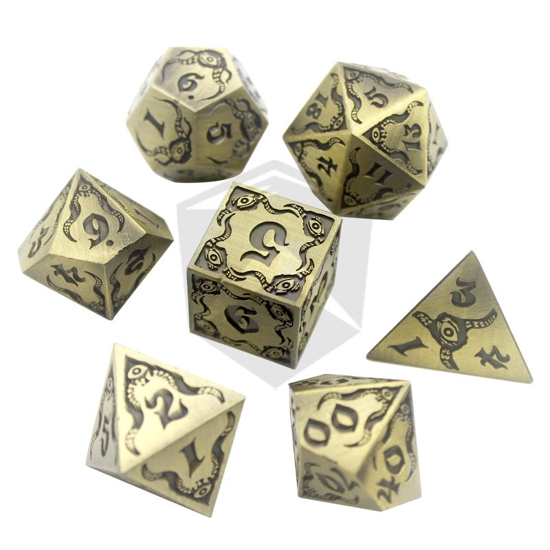 DND Metal Stripe Dice Set 7 PCS Polyhedral RPG Dice Set For Dungeons and Dragons
