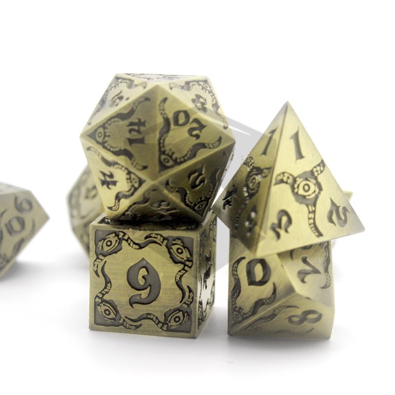 DND Metal Stripe Dice Set 7 PCS Polyhedral RPG Dice Set For Dungeons and Dragons