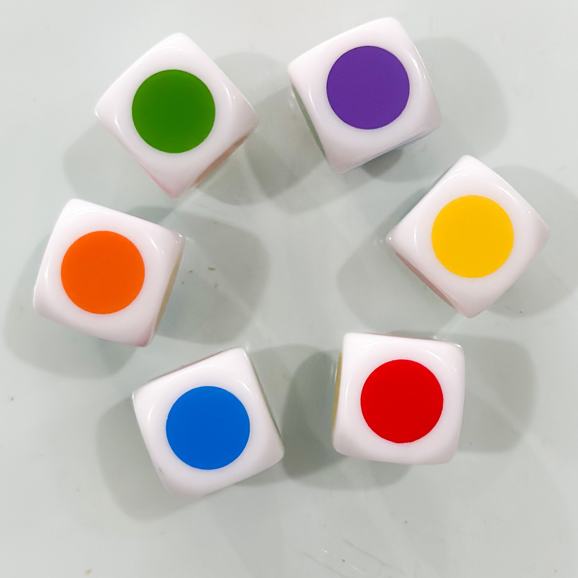 wholesale 16mm white dice color printed dot color teaching dice rounded corners teaching assistant game dice