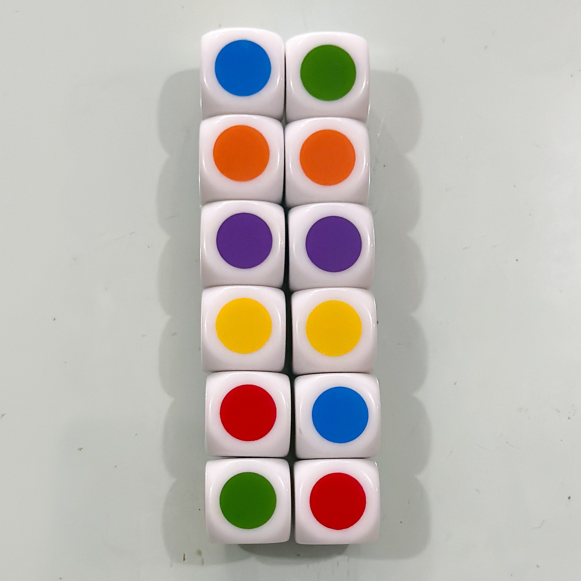 wholesale 16mm white dice color printed dot color teaching dice rounded corners teaching assistant game dice