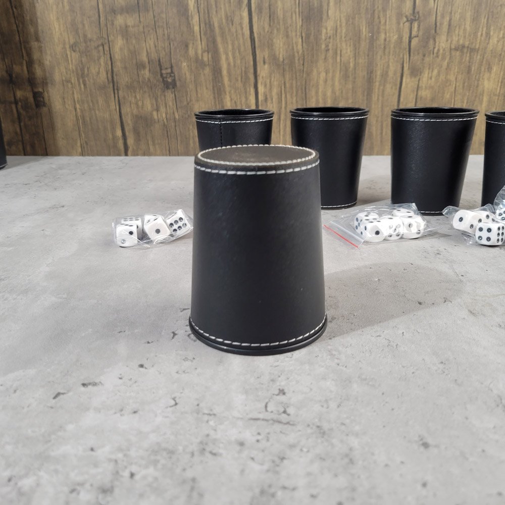 Dicely Professional Dice Cup Set PU Leather Backgammon Dice Cup Set for Party Game