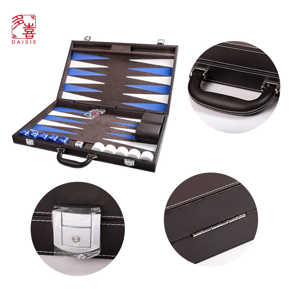 Personalized Custom Faux Leather Backgammon Set 3 in 1 chess checkers luxury Leather Backgammon