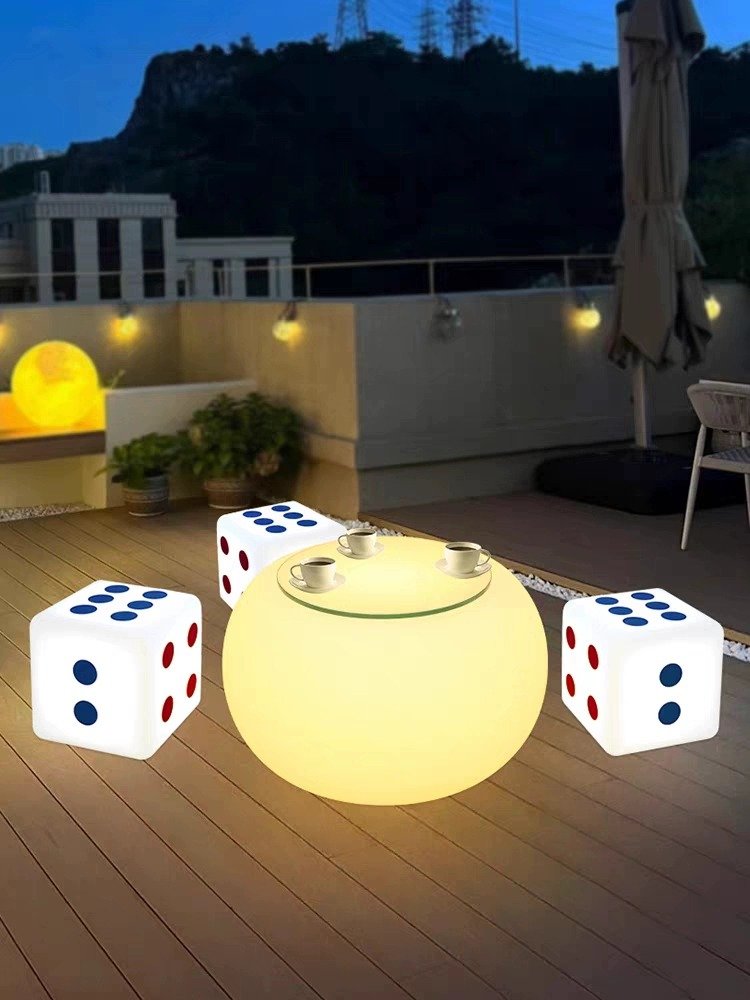Casino Decorative LED Dice Chair with 16 Color Change Modern Waterproof Bar Furniture for Kitchen Outdoor Nightclub Lounge Chair