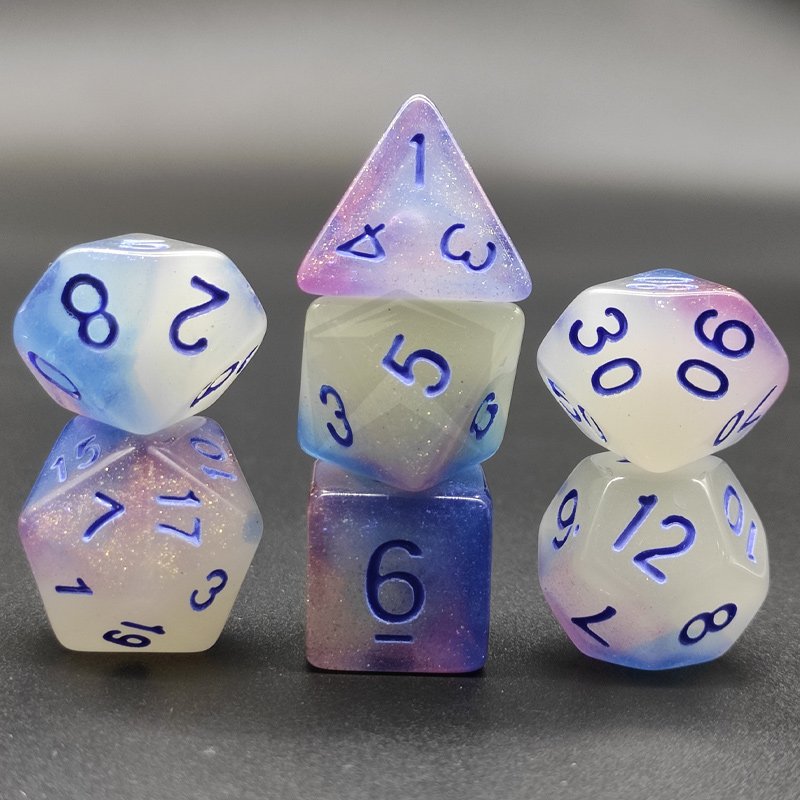 Luminous dice Board Game Dnd Rpg Dice Tower Polyhedral Acrylic Gradient Dice Round Edge For Dungeons And Dragons