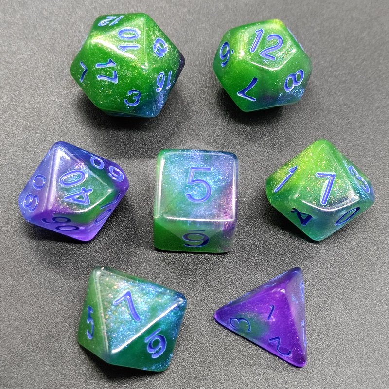 Luminous dice Board Game Dnd Rpg Dice Tower Polyhedral Acrylic Gradient Dice Round Edge For Dungeons And Dragons