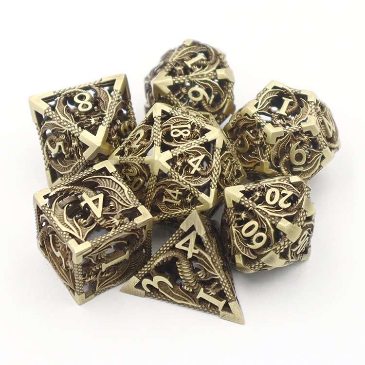 High Quality 20mm Custom Metal Polyhedral Dnd Dice Set round Hollow Dice for Dungeons and Dragons Games with Custom Logo