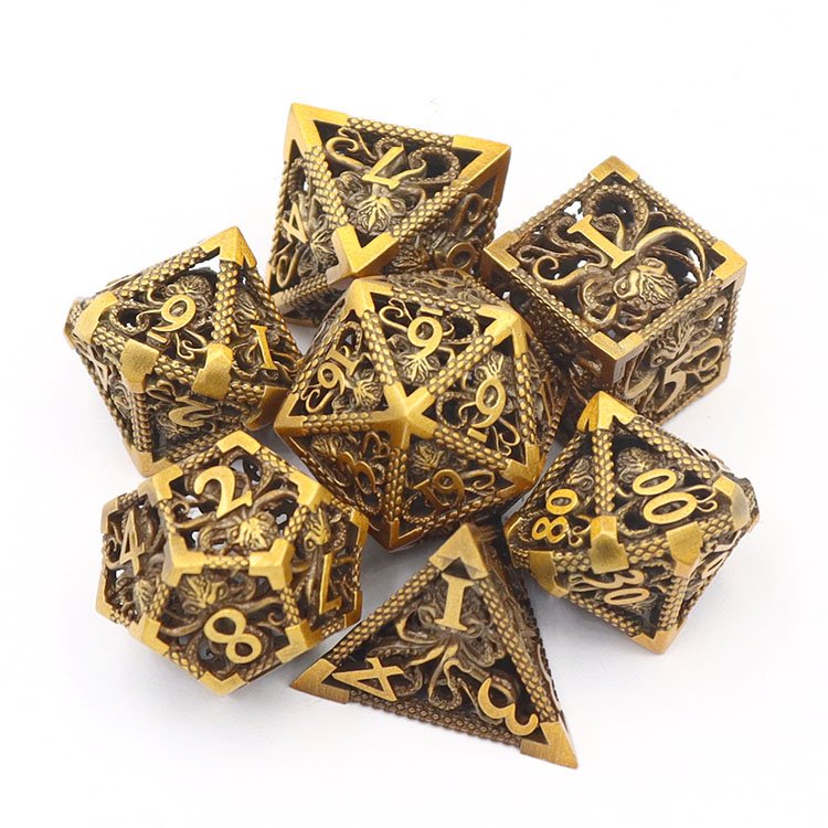 High Quality 20mm Custom Metal Polyhedral Dnd Dice Set round Hollow Dice for Dungeons and Dragons Games with Custom Logo