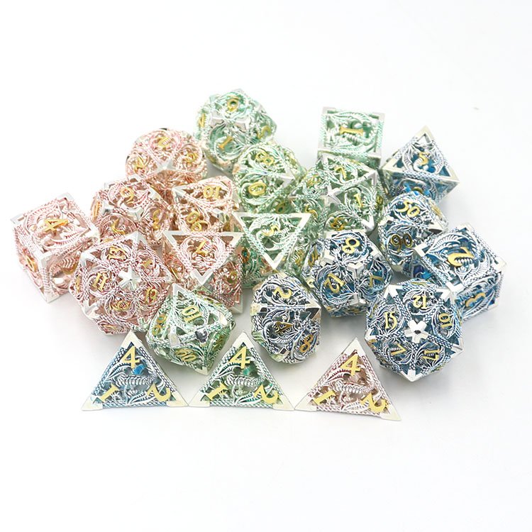 High Quality 20mm Custom Metal Polyhedral Dnd Dice Set round Hollow Dice for Dungeons and Dragons Games with Custom Logo