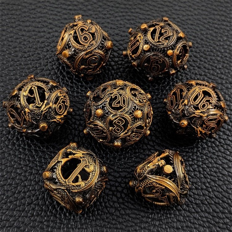 Dungeons and Dragons RPG Game Custom D6 10 Multicoloured Metal Round Dragon Dice