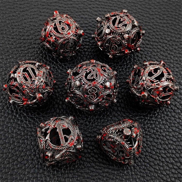 Dungeons and Dragons RPG Game Custom D6 10 Multicoloured Metal Round Dragon Dice