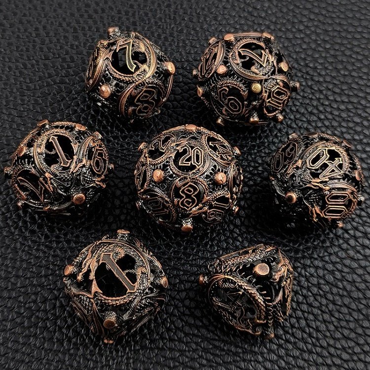 Dungeons and Dragons RPG Game Custom D6 10 Multicoloured Metal Round Dragon Dice