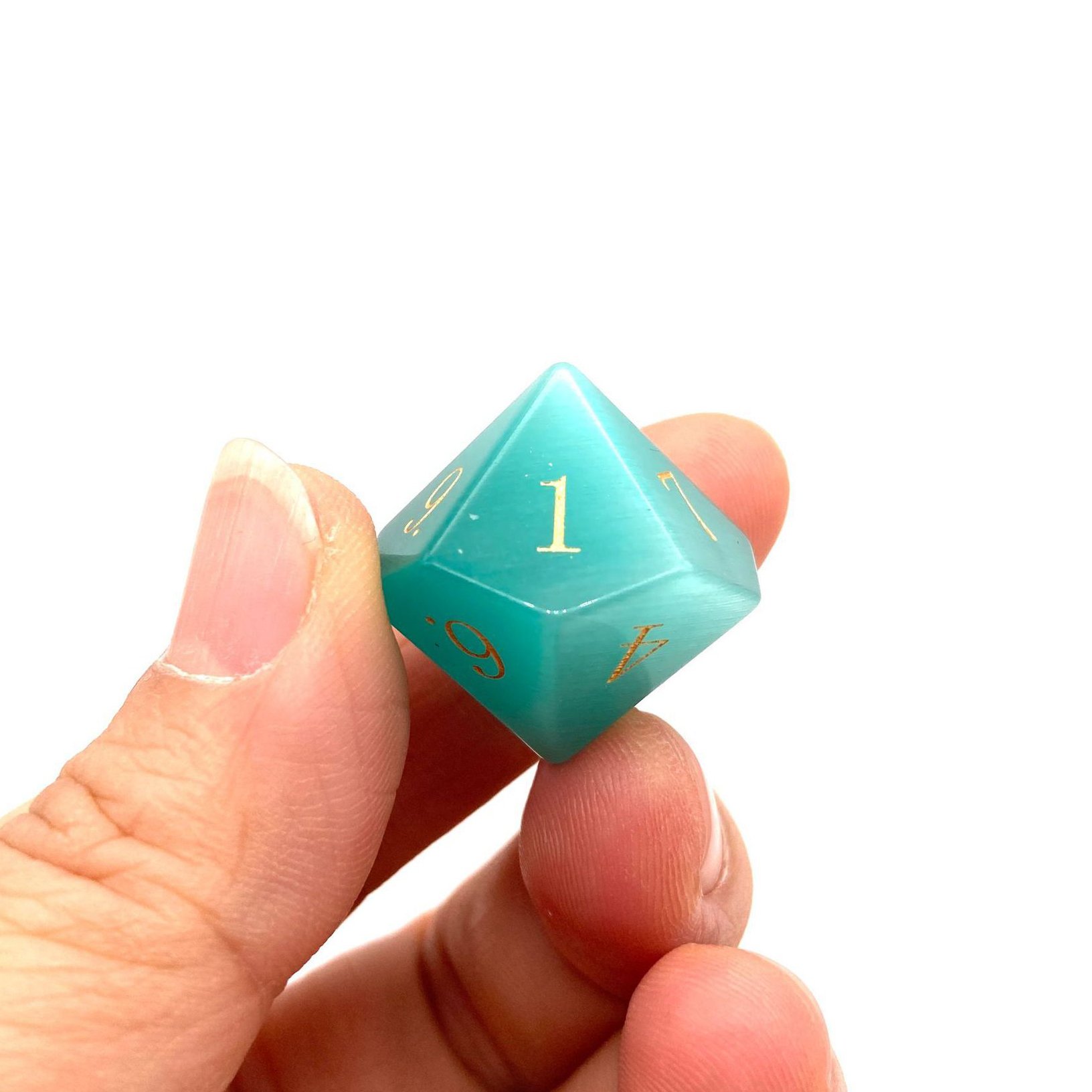 Green cat eye DnD dice board game dice set natural gem polyhedron dice with cat pattern