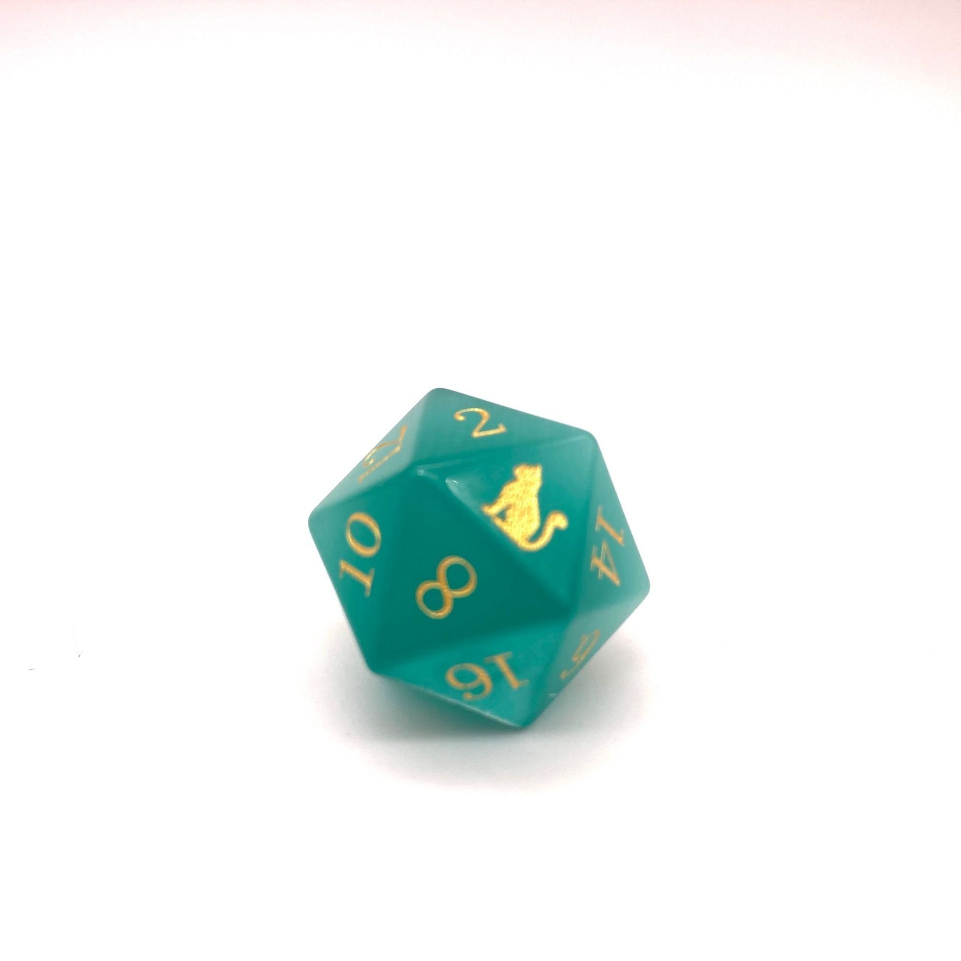 Green cat eye DnD dice board game dice set natural gem polyhedron dice with cat pattern